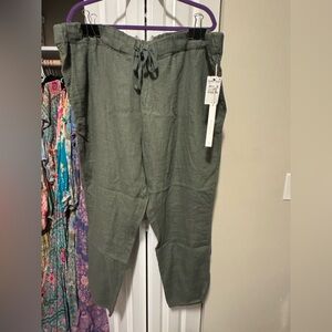 Carlson Green Linen Pants 2x NWT
